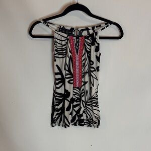 INC Women’s Black/White Sleeveless Top With Pink Gemstones
